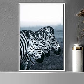 signwin Framed Canvas Wall Art Duotone Zebra Animals...