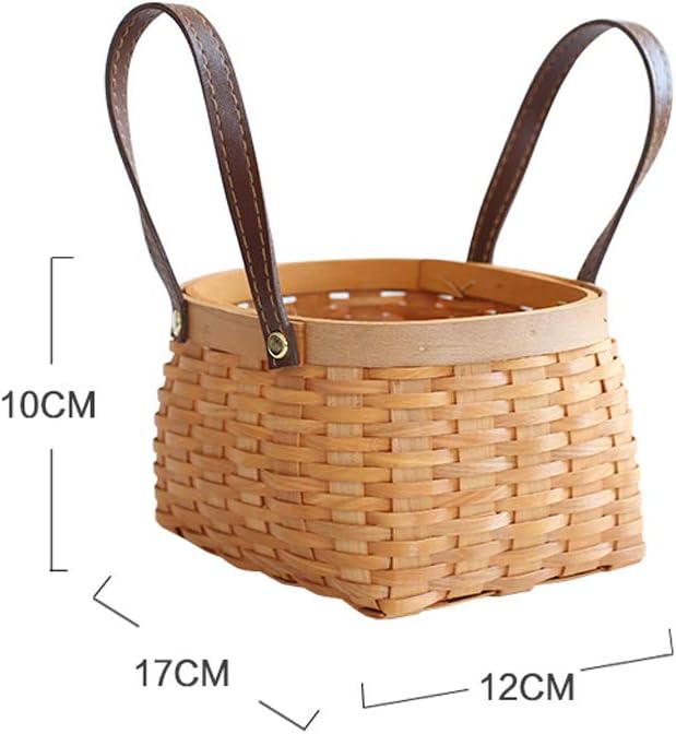 CXQ Handmade Logs Large Capacity Woven Basket Double Ears Fruit Basket Basket (Size : M)