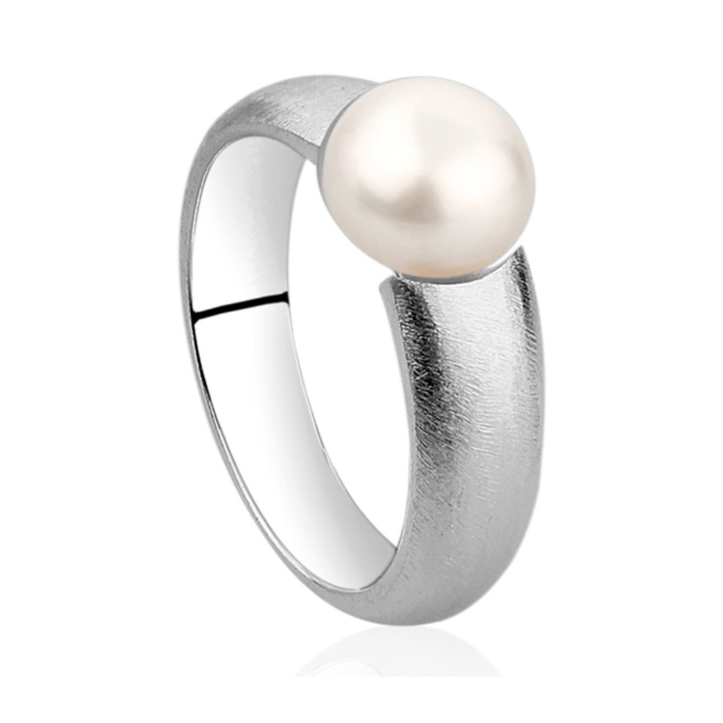 Nenalina 721083-342 Women's Ring with 1 Freshwater Cultured Pearl 8 mm in White Handmade 925 Sterling Silver Silver