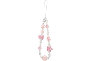BEEFLYING Beaded Phone Wrist Strap Y2K Cute Phone Charm Wristlet Lanyard with Bowknot Butterfly Flower Heart Cellphone Bracel