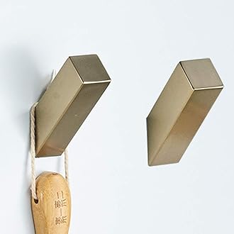 YJ YANJUN Gold Towel Hook for Bathrooms Modern Bath Robe Brushed Golden Brass Wall Hooks 2 Pack