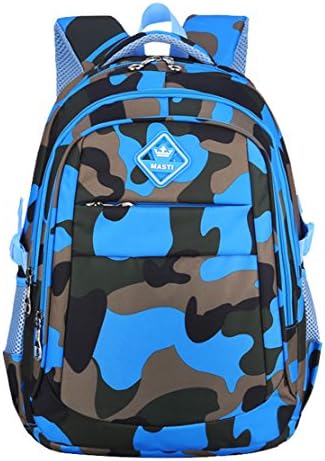 Elementary School Boys Book Bag Kids Schoolbag Camo Backpack Large Blue