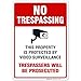 Sigo Signs Video Surveillance No Trespassing Sign, CCTV Security Camera, 10x14 Heavy 0.40 Aluminum, UV Protected, Weather/Fade Resistant, Easy Mounting, Indoor/Outdoor Use, Made in USA primary