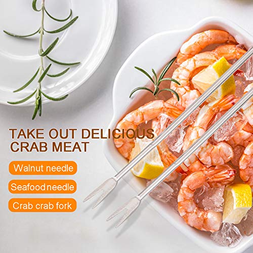 Seafood Tools 3.3oz Crab Crackers Nutcrackers Forks Set for Lobster Leg, Shellfish, Crab Shells and Nuts Cracking (9Pack) - Thumbnail 2