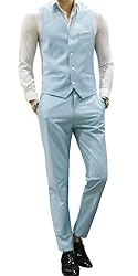 MOGU Mens Slim Fit 3 Piece Suit Blazer Jacket Pants