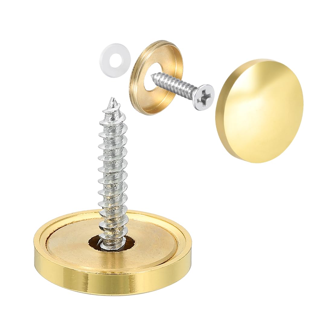 sourcing map Mirror Screws Decorative Caps Cover Nails Polished Gold 22mm 8pcs