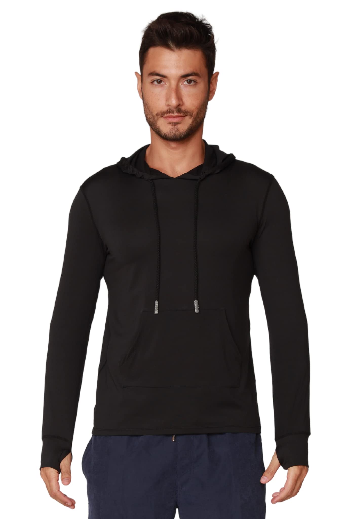 Photo 1 of INGEAR Sun Shirts for Men - Lightweight SPF 50+ UV Protection Hoodie with Pocket for Fishing, Running, Hiking, Swim Rashguard (Black, Medium)