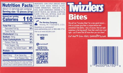 TWIZZLERS CHERRY FLAVOR CLASSIC BITES, 5-OUNCE BOXES(PACK OF 8)