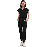 GGEH Scrub for Women Set - Stretch Scrub Top & Jogger Pants Mandarin Collar Anti-Wrinkle Scrub Suit Medical Uniform