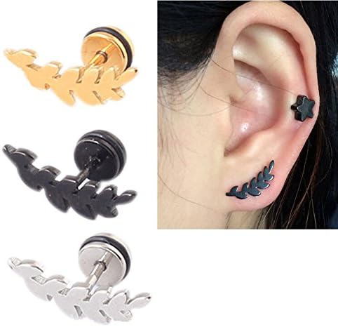 Pair of 16g 1/4''Stainless Steel Cartilage Barbell Earrings (Gold)