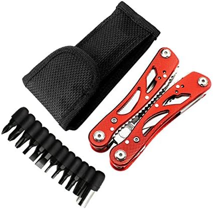 Multitool Pliers Repair Pocket Knife Fold Screwdriver set Hand Multi Tools Mini Folding Pocket Portable Multipurpose tools for Fishing, Survival, Camping, Hunting and Hiking by AniiKiss (Red)