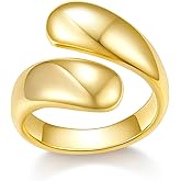 MINDDHA 14K Gold/White Gold Plated Chunky Open Twist Stackable Rings for Women | Bold Crossover Statement Ring Band Size 4-12