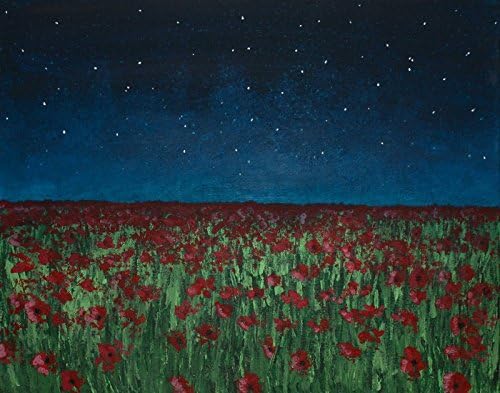 Field of Poppies Under a Starlit Sky - Original Abstract Acrylic Painting on Stretched Canvas