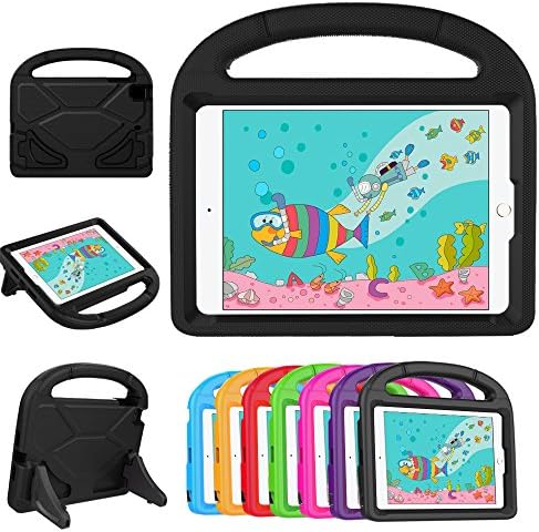 Lioeo iPad Mini Case for Kids Silicone Heavy Duty Protective iPad Mini 4 Case Lightweight Hard Carrying Case with Handle Shockproof Child Proof Case for iPad Mini 4 3 2 1 7.9 inch (Black)