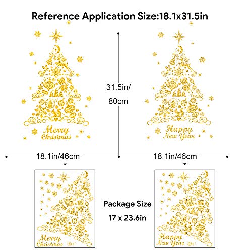 Aelfox Gold Christmas Window Clings, Christmas Door Decorations Christmas Stickers Decals Wall Sticker for Home/Office/Shop/Classroom/Glass/Holiday Christmas Decorations - Thumbnail 4