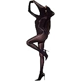 RUIBAVYA Body Stockings for Women Sexy Full Body Tights Oil Shiny Bodystocking High Neck Nylon Catsuit Shimmer Bodysuit