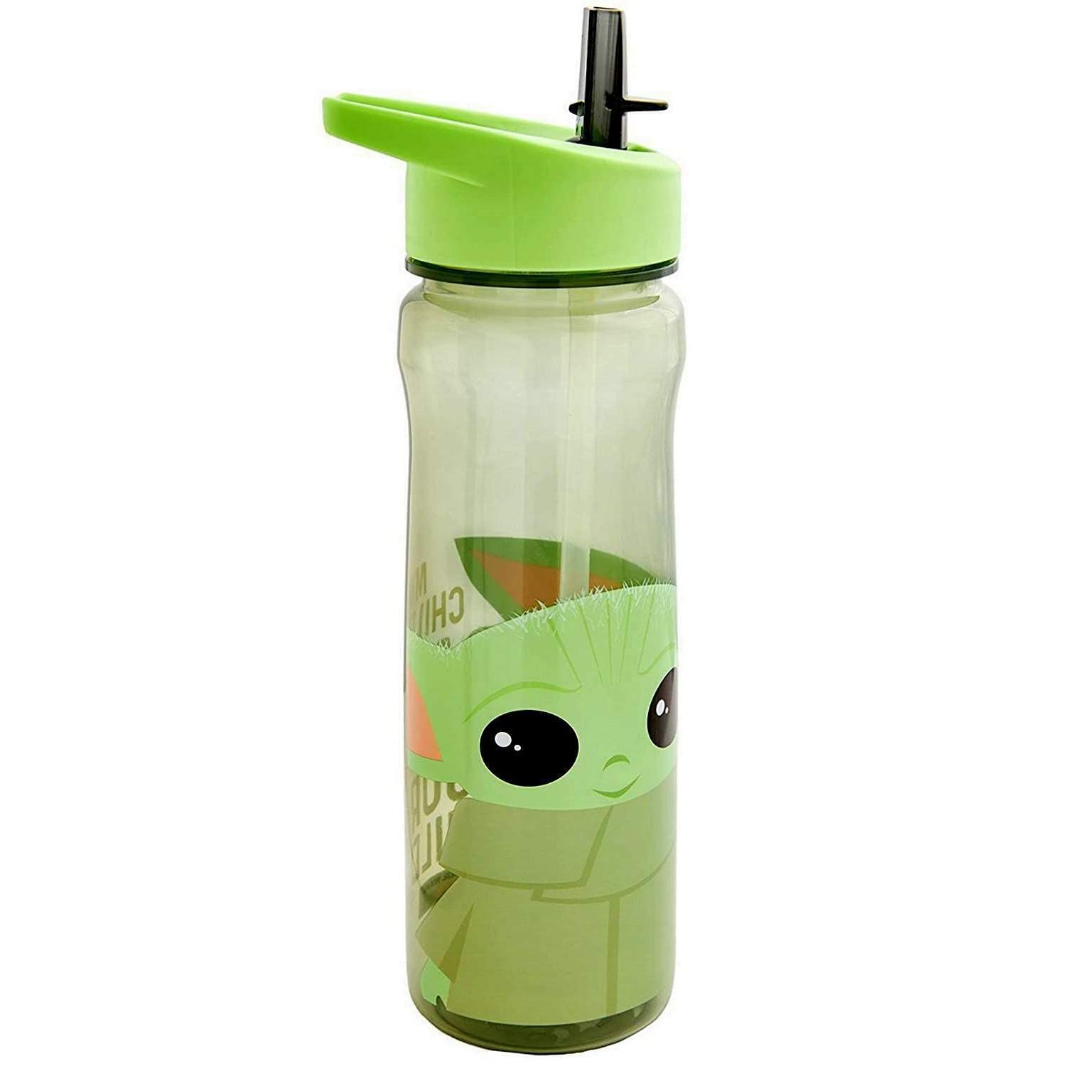 Star Wars Mandalorian 600ml PP Kids Water Bottles With Straw – Official Grogu Baby Yoda Merchandise by Polar Gear – Reusable, BPA Free & Recyclable