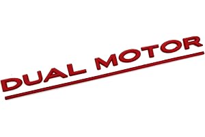 Funce Model 3 Y Dual Motor Emblem Sticker Underlined Badge Letters Accessories Compatible with Tesla Model 3/Y/S/X (Red)