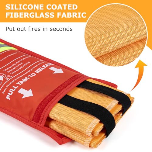 FIREWESS Set of 2 Fire Blankets, 100 x 100 cm, Fireproof Blanket for Home Security, Fireproof Protection and Silica Thermal Insulation