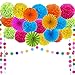 Fiesta Party Decorations Supplies, Multi-Color Hanging Paper Fans, Pom Poms Flowers, Garlands String Polka Dot, Triangle Bunting Flags for Birthday Parties, Wedding Decor, Fiesta or Mexican Party