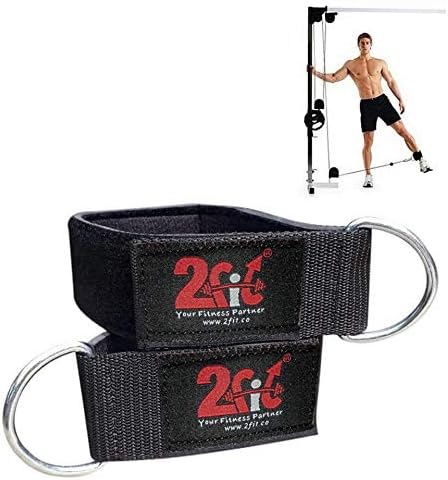 2Fit Your Fitness Partner Ankle Straps Cable Machine Workout Cuff Double Ring Lifting Attachment D Ring Gym Leg Thigh Abs Wrist Belt, 1 Piece