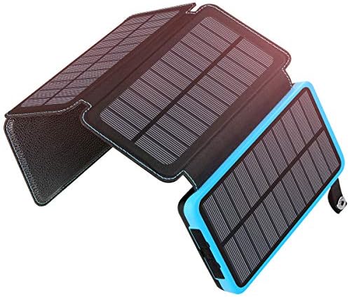 ADDTOP Solar Charger 25000mAh, Portable Solar Power Bank with 4 Solar Panels Outdoor Waterproof External Battery Solar Phone Charger with 2 USB Ports for iPhone, iPad, Samsung, Smartphone and Tablet