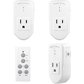 BN-LINK Wireless Remote Control Outlet Electrical Switch for Lights, Fans, Christmas Lights, Small Appliance, 100ft Long Range White (Learning Code, 3 Outlets +1 Remote) 1200W/10A, ETL &amp; FCC Certified