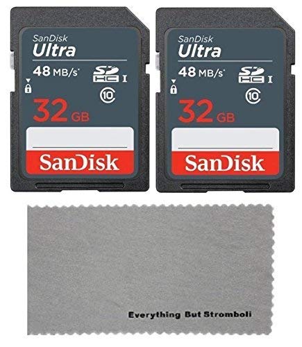 2 Pack SanDisk 32 GB Class 10 SDHC Flash Memory Card works with Bestguarder HD IP66 Infrared Night Vision Game & Trail Hunting Scouting Ghost Camera - W/ Everything But Stromboli (tm) MicroFiber Cloth