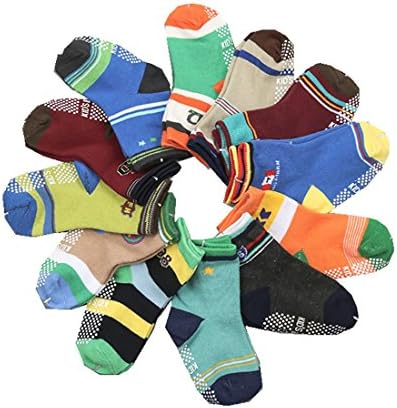 Assorted Non Skid Slip Slippery Crew Socks With Grips For Baby Toddlers Kid Boys