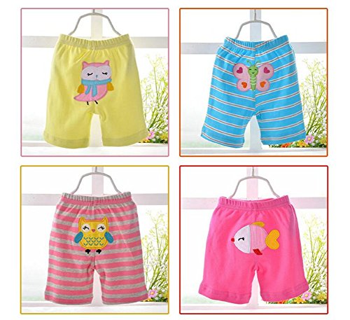 Monvecle Baby Girl 5 Pack Newborn to Toddler Summer Cotton Cartoon Shorts Gift Set 3M