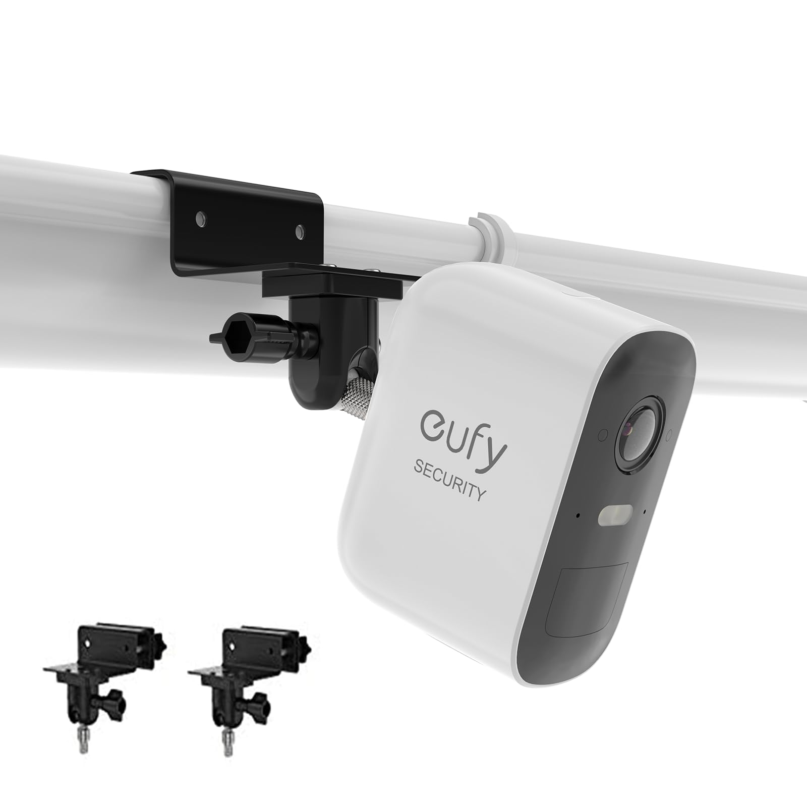 HOLACA Gutter Mount Compatible with Eufycam 1/2/2C/2C Pro/3/3C/E, Arl o Pro 2/3/4/Ultra 1&2/Essential Surveillance Cameras, and Other Cameras with 1/4" Thread, Black | 2PCS