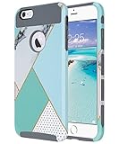 iPhone 6 Plus Case,ULAK Slim Dual Layer Protection Scratch Resistant Hard Back Cover TPU Bumper Case for Apple iPhone 6/6S Plus 5.5 inch-Mint Geometric Marble