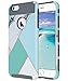 ULAK iPhone 6 Plus Case, Slim Dual Layer Protection Scratch Resistant Hard Back Cover TPU Bumper Case for Apple iPhone 6/6S Plus 5.5 inch-Mint Geometric Marble