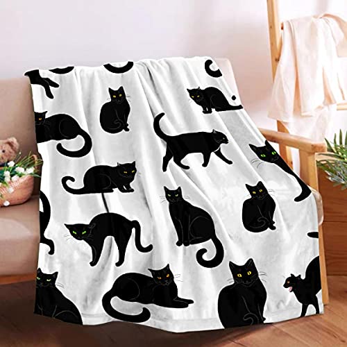 Black Cats Blanket Throw Super Soft and Cozy Blankets for Home Decoration, Couch, Bed, Sofa 50