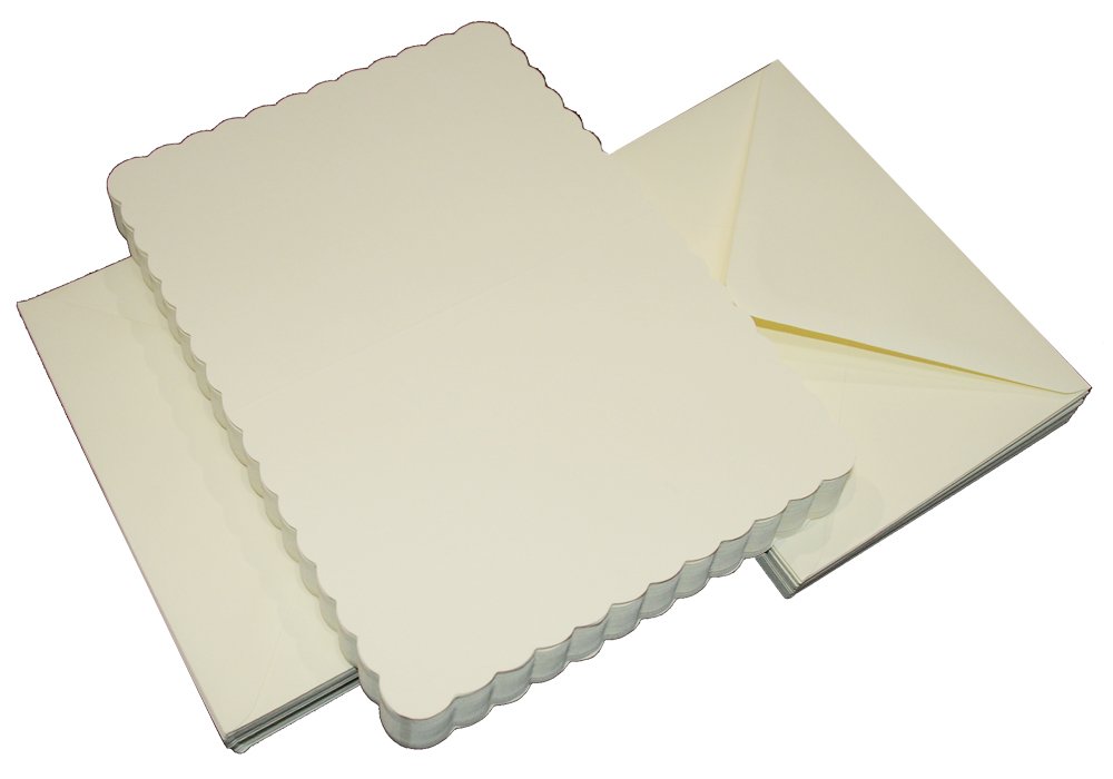 Crafts UK 50 Scalloped Cards and Envelopes, Ivory, C6 โ image 1