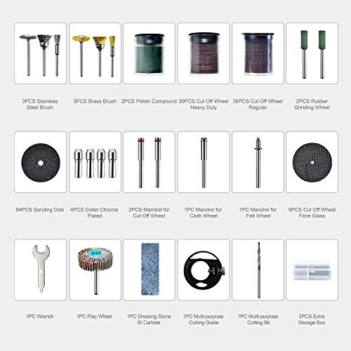 Longmate 300 PCS Rotary Tool Accessories Kit Universal Fitment for Easy Cutting, Carving, Grinding, Sanding and Polishing