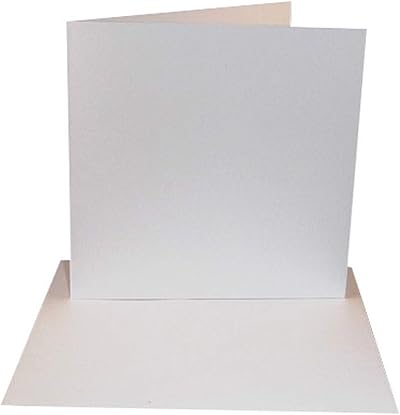 UK Card Crafts 50 Pack 6x6 White Card Blanks & Envelopes 300gsm 150mm
