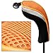 Andux Mesh Golf Hybrid Club Head Covers with Dial No. Tags 4pcs/Set (All The Same Size) Black/Orange