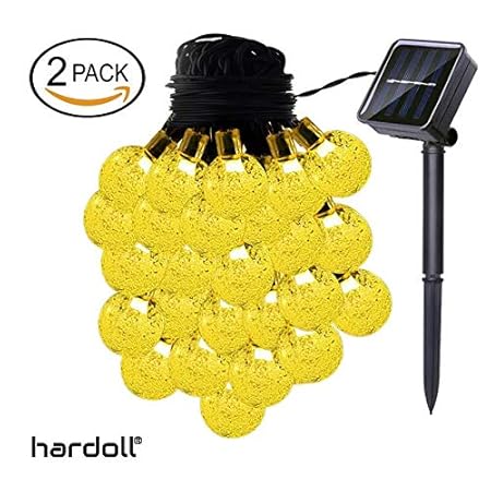 Hardoll Solar String Lights 30 LED Decorative Lighting Bubble Crystal Ball for Garden, Home, Patio Waterproof(20FT-Warm White-Pack of 2)