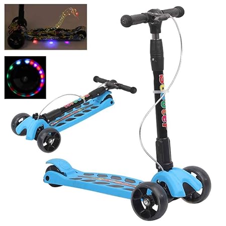 CHIYEEE Kinderroller Musik Dreiradscooter mit PU LED Leuchtenden Räder und 3 Stufen Einstellbare Höhe Doppel-Hinterrad Big Wh