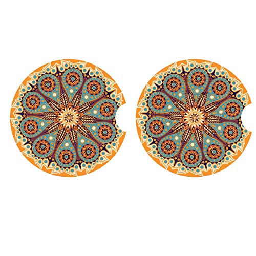 Small 2.56" Lemon Car Coasters 2 Pack,Absorbent Ceramic Coasters for Car,Auto Coasters for Cup Holder,Car Accessories Absorb Spills From Your Cup and Keep Cup Holders Clean and Dry.(Lemon)