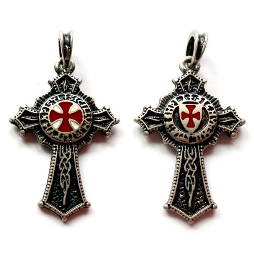 Antique Silver Plated Crusaders Knights Templar Poor Fellow Soldiers Of Christ And Of The Temple Of Solomon Order Of The Temple Christian Military Symbol 32 x 42 mm Two-Faced Design Signum Templi Medal Pendant