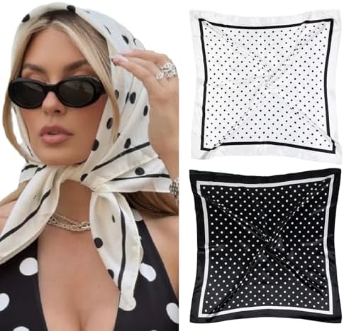 Verdusa Women's Polka Dots Head Scarf Y2k Vintage Square Bandana