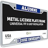 Desert Cactus Duke University License Plate Frame Blue Devils Metal Car Tag Holder for Front or Back of Car Officially Licensed (Silver Frame - Alumni - Blue)