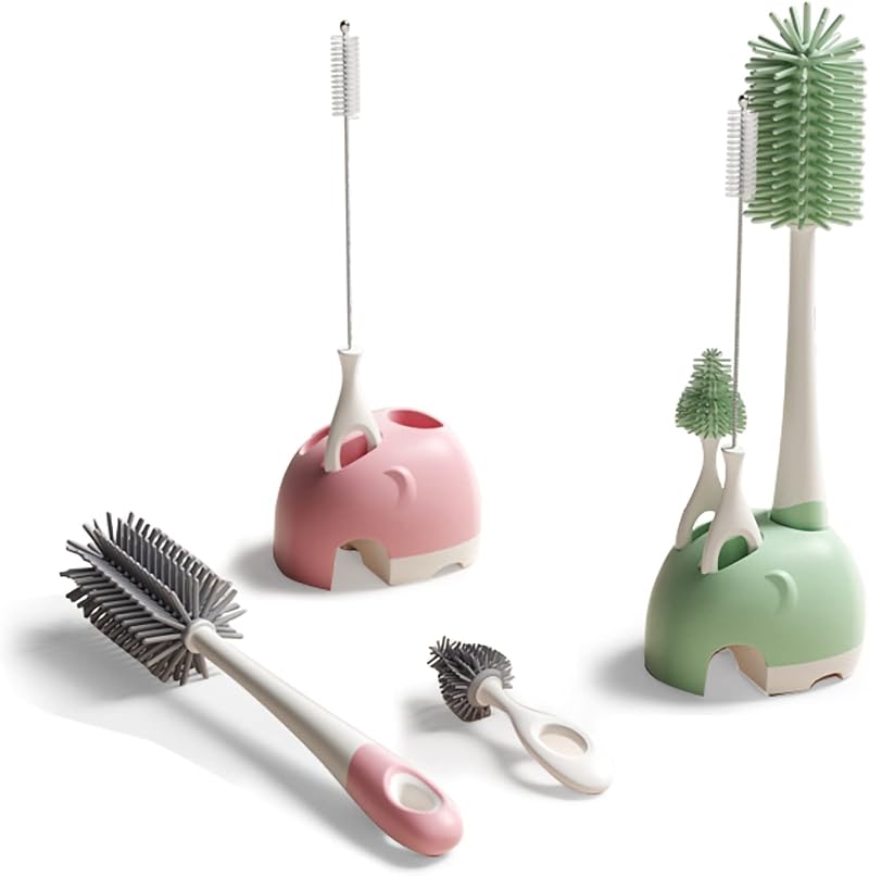 Bebamour 3 in 1 Stand Baby Bottle Brush Set Green