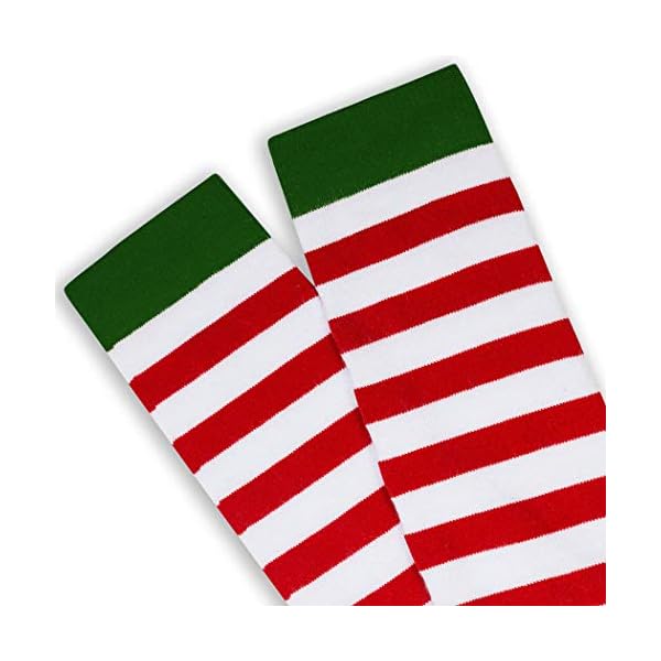 Gone For a Run Knee High Half Cushioned Athletic Running Sock | Running Christmas Elf (Red and White Stripes/Green) one… - Image 6