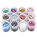 Nail Art Glitter,DANCINGNAIL 12 Pcs/Set Nail Glitter Sequins Nails Art Powder Glitter Mixed Sequins Decoration DIY Decoration