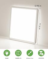 zemty 24W LED Ceiling Light 2400LM IP44 3000K 4000K 6500K Square view 3