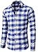 MIEDEON Men's 100% Cotton Long Sleeve Plaid Slim Fit Button Down Dress Shirt,Blue-white,Large