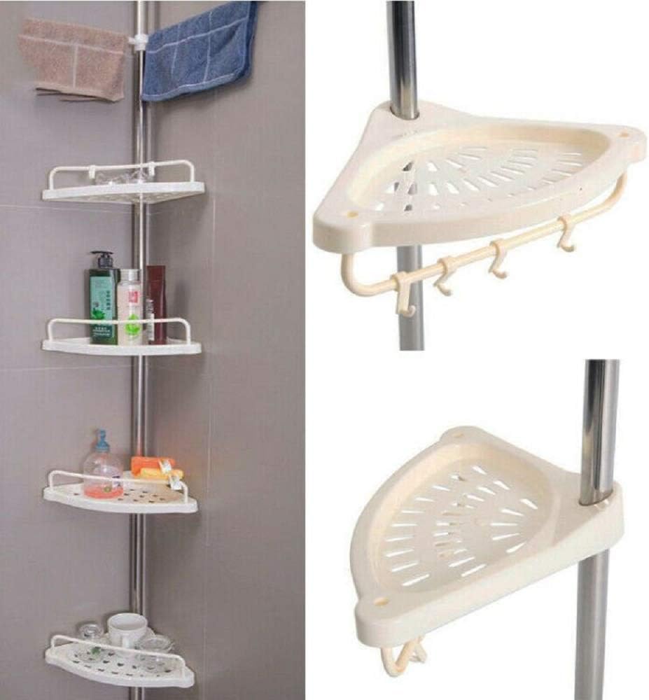 XuanYue Tension Shower Caddy Stainless Steel Pole Shower Organizer Tension Corner Pole Shower Caddy Rustproof